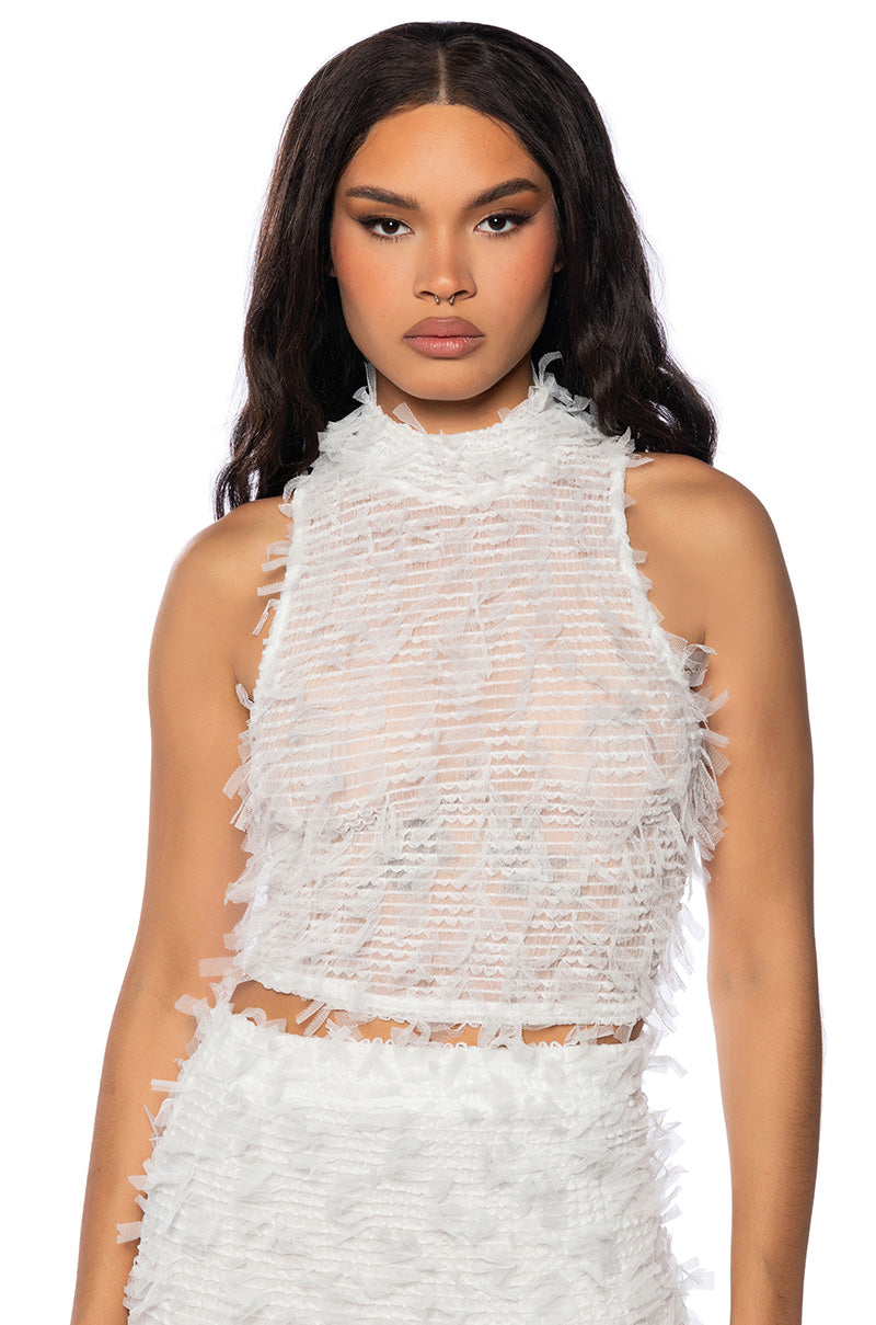 Front View Mallory Textured Sleeveless Top