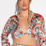 Front View Malta Cropped Satin Blouse