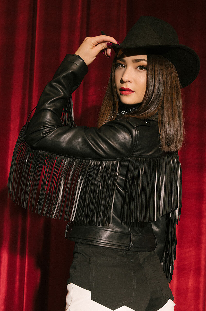 Back View Mama Fringe Moto Jacket 5