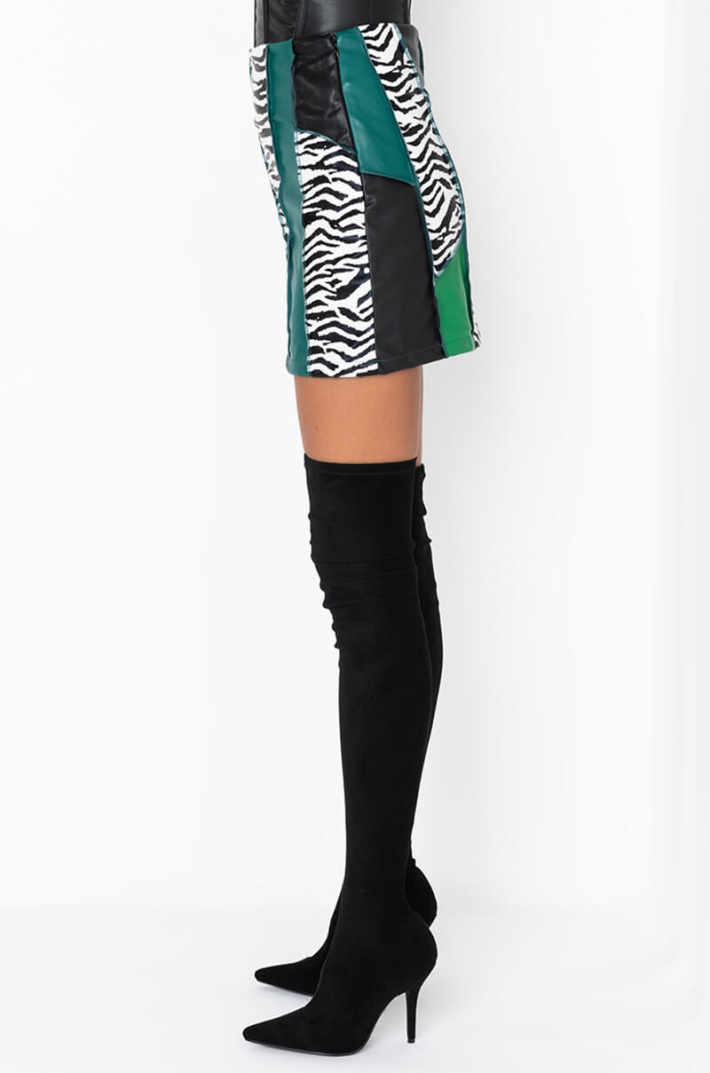 Side View Manchester Faux Colorblock Mini Skirt