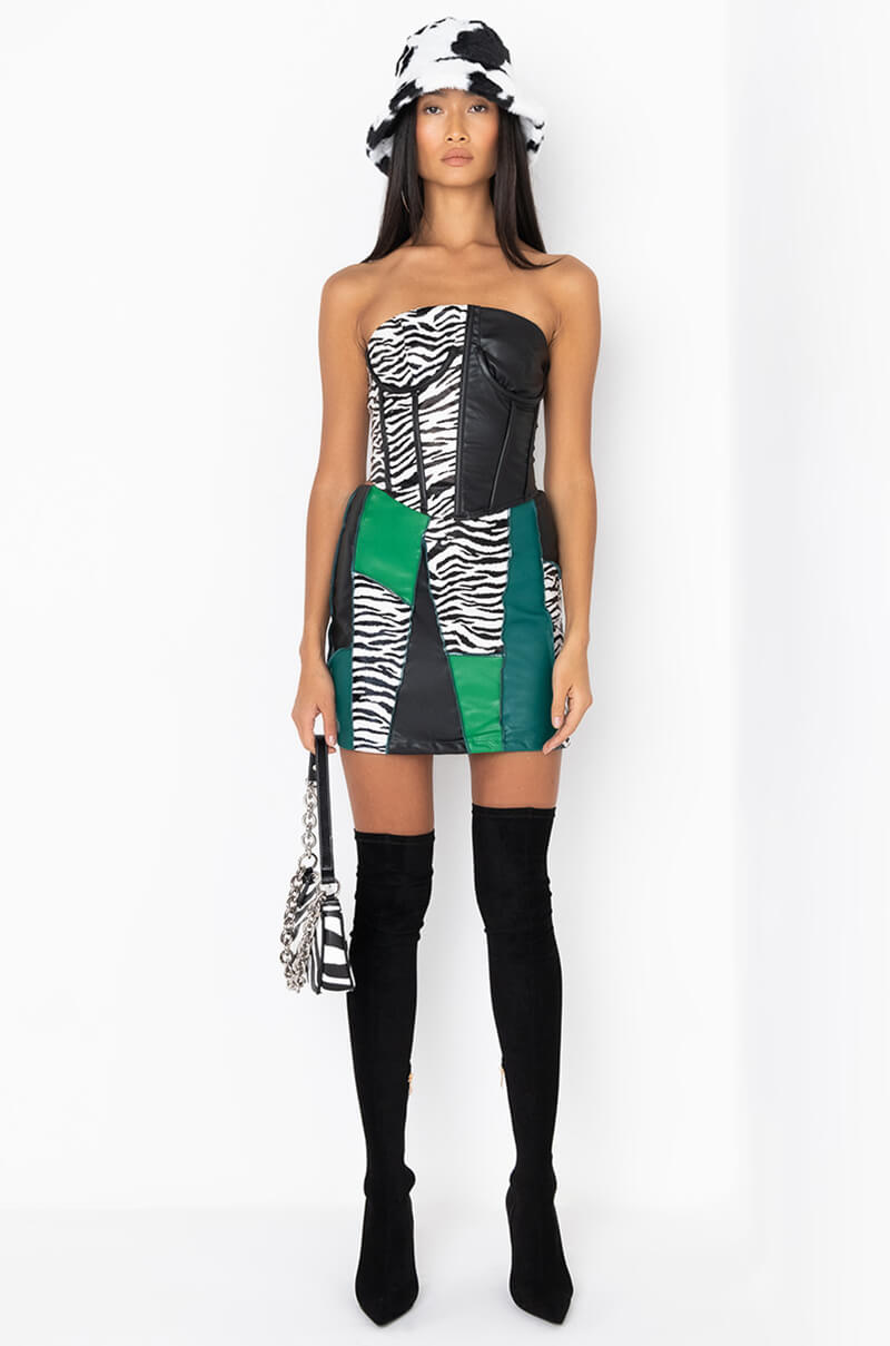 Full View Manchester Faux Colorblock Mini Skirt