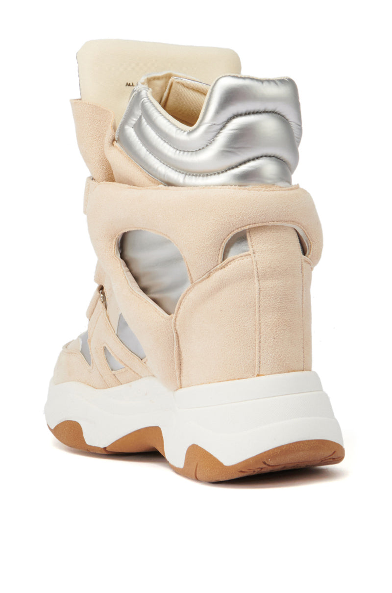 Detail View Maranto Chunky Beige Wedge Heel Sneaker