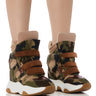 Front View Maranto Chunky Camo Wedge Heel Sneaker