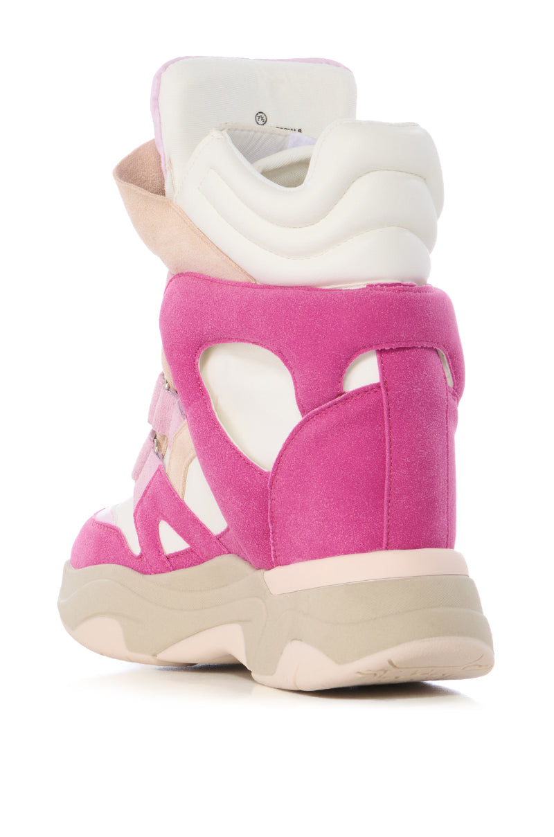Detail View Maranto Chunky Pink Wedge Heel Sneaker 
