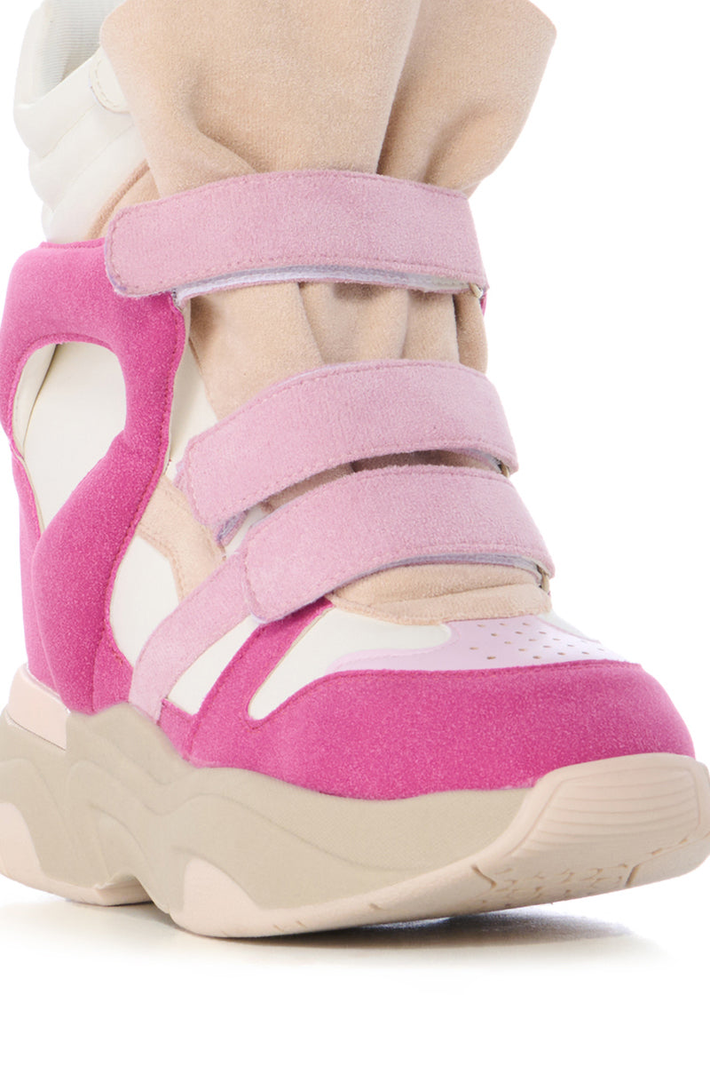 Full View Maranto Chunky Pink Wedge Heel Sneaker 