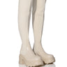 Front View Margot Knit Stretch Boot In Cream