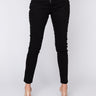 Front View Margot Lace Up Skinny Jeans in Black