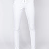 Front View Margot Lace Up Skinny Jeans in White