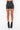 Front View Margot Rhinestone Lace Up Faux Leather Shorts