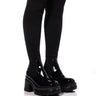 Front View Margot Thigh High Knit Stretch Boot In Black