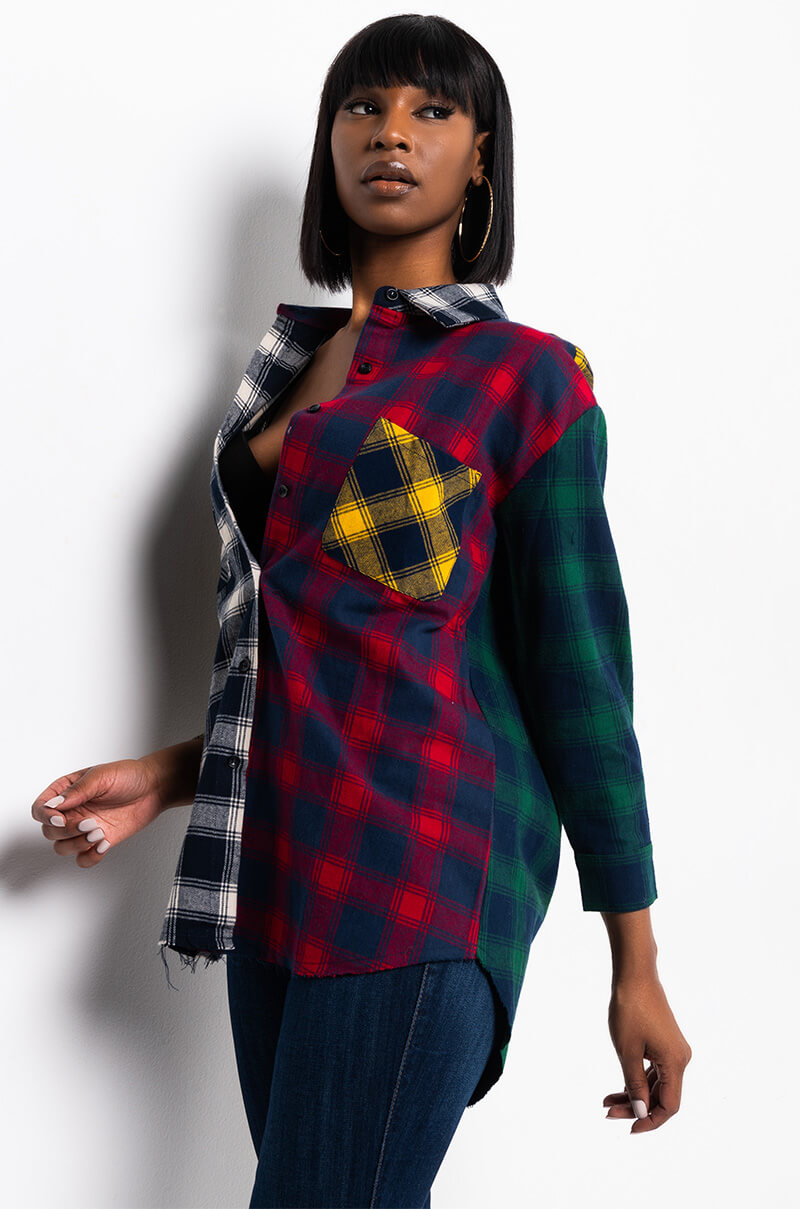 Front View Marianna Multi Colored Plaid Shirt