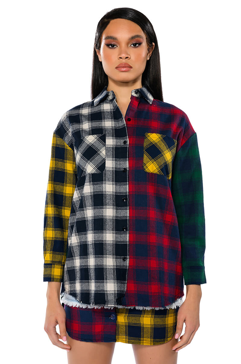 Front View Marianna Multi Colored Plaid Shirt
