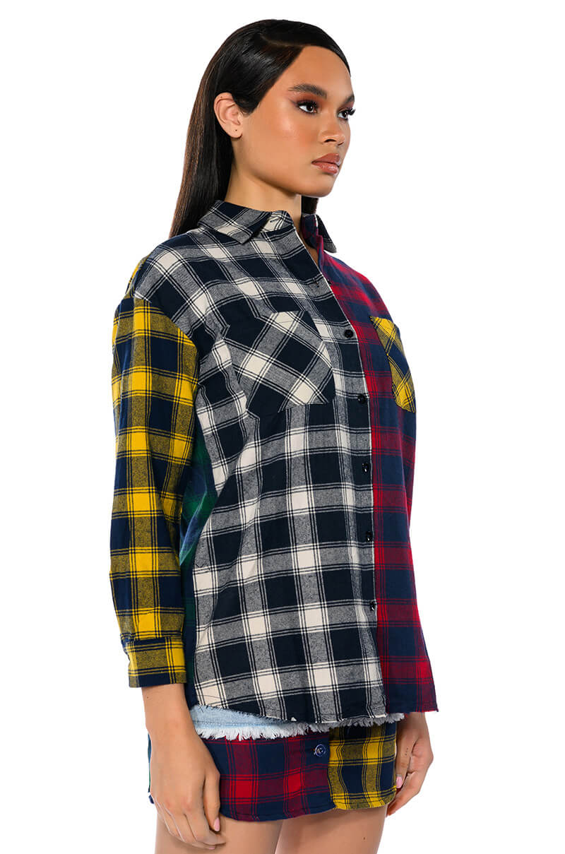 Side View Marianna Multi Colored Plaid Shirt