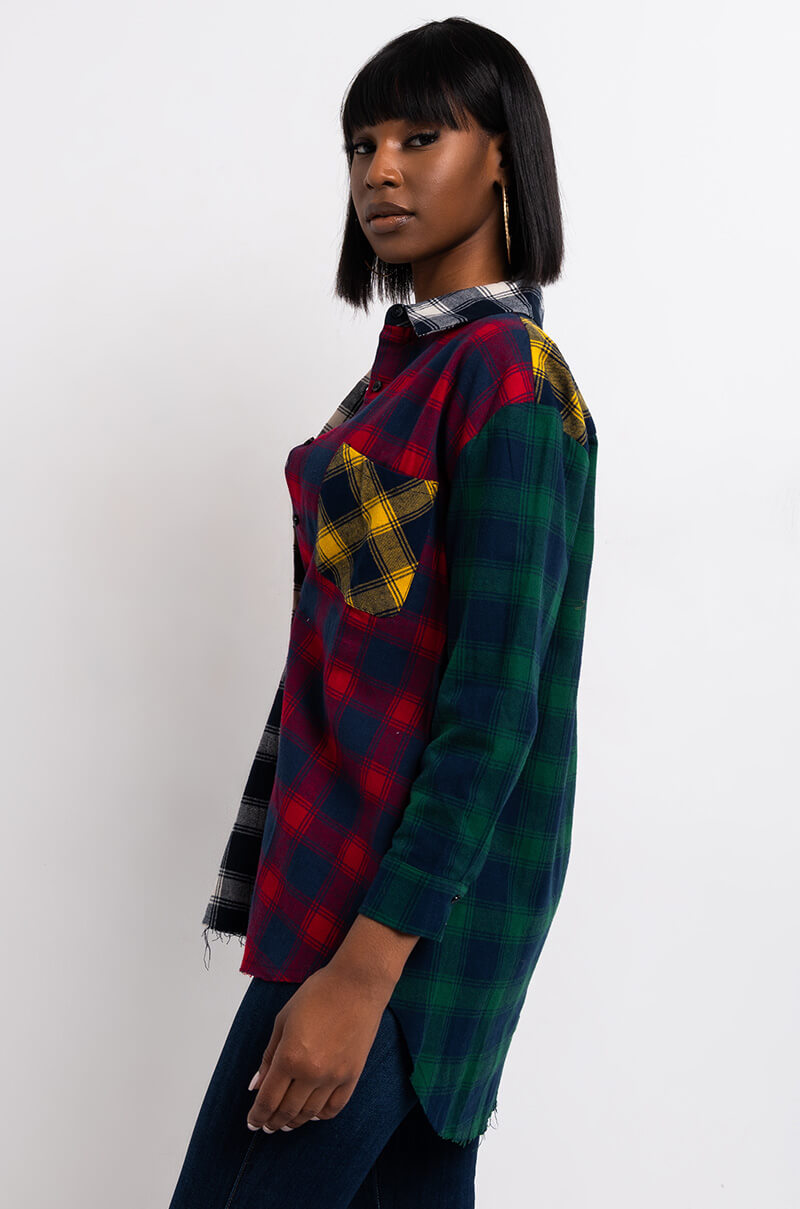 Side View Marianna Multi Colored Plaid Shirt