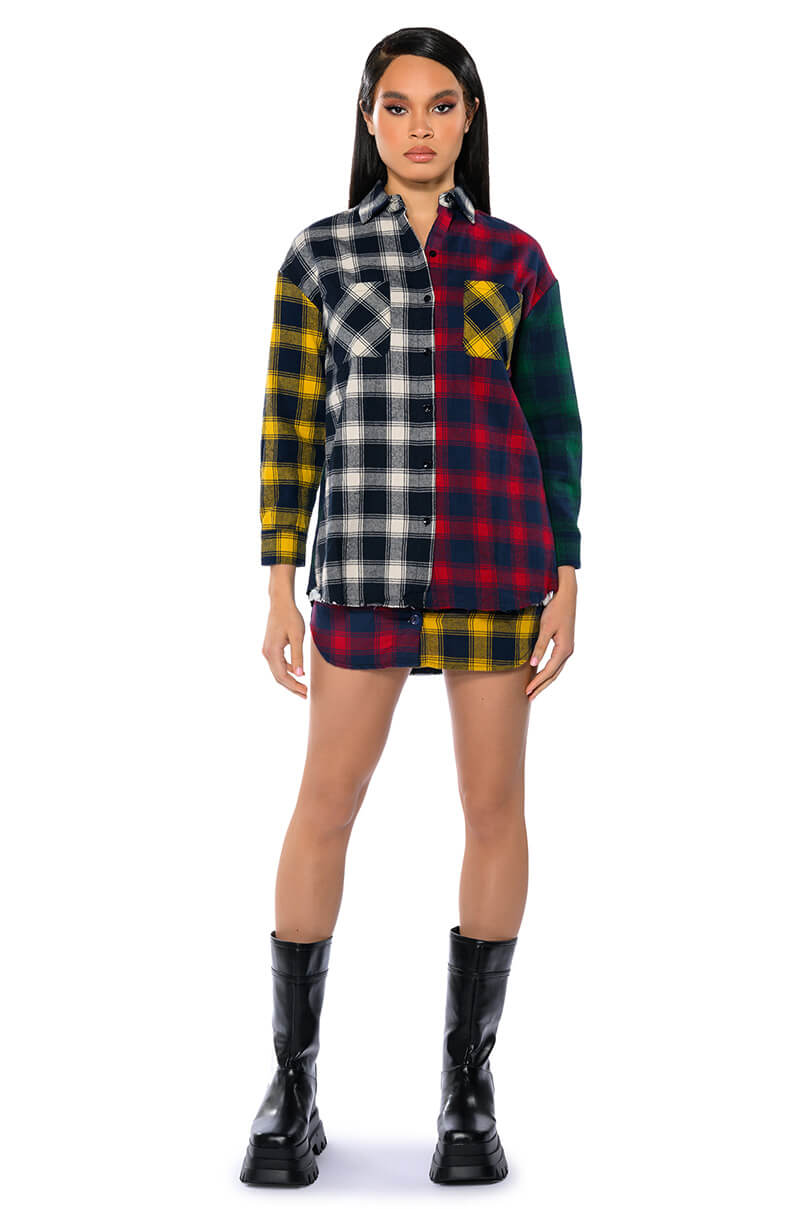 Back View Marianna Multi Colored Plaid Shirt