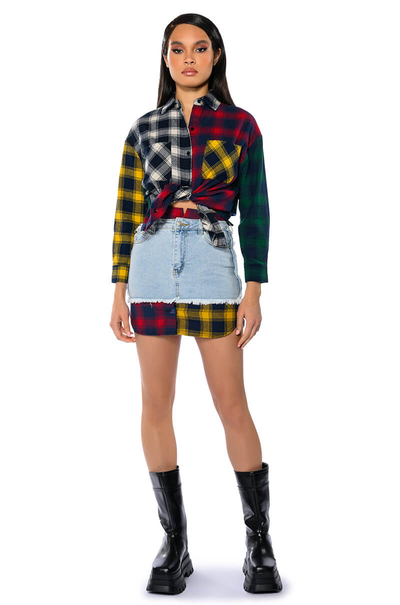 Detail View Marianna Multi Colored Plaid Shirt