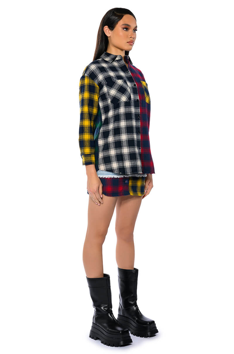 Full View Marianna Multi Colored Plaid Shirt