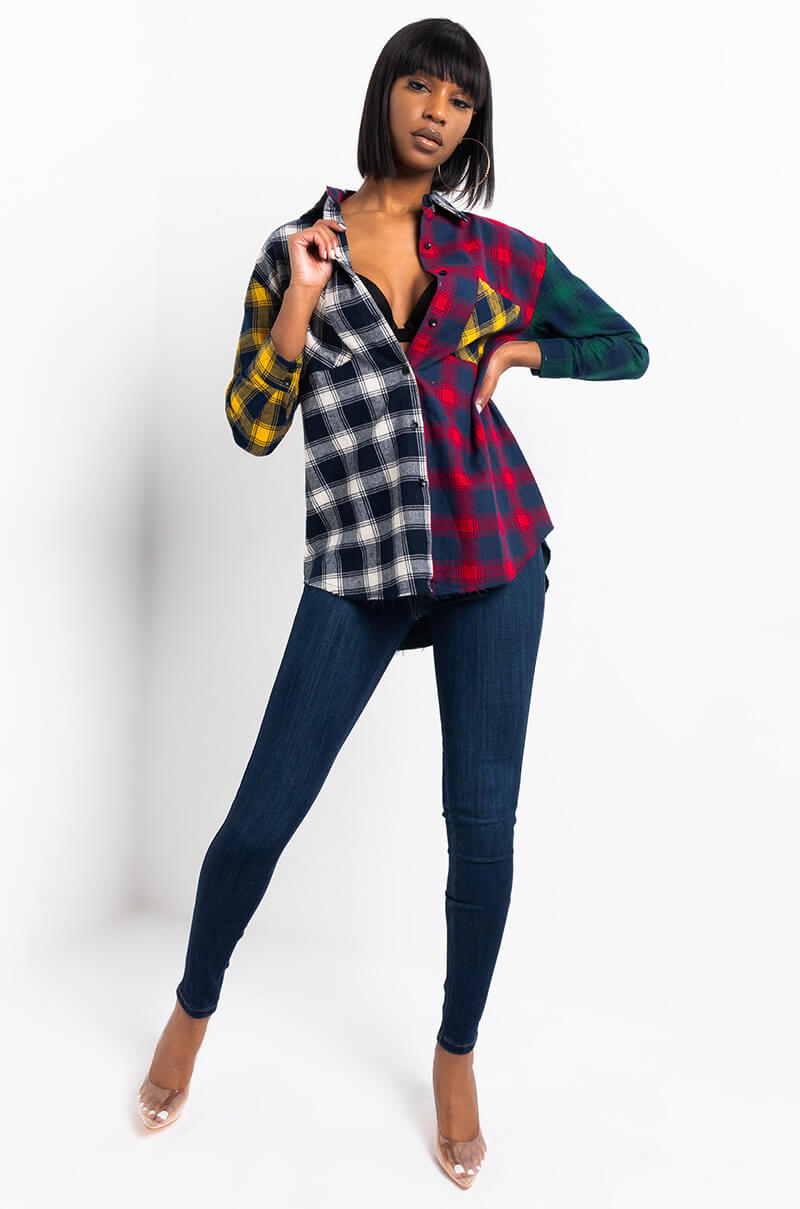 Extra View Marianna Multi Colored Plaid Shirt