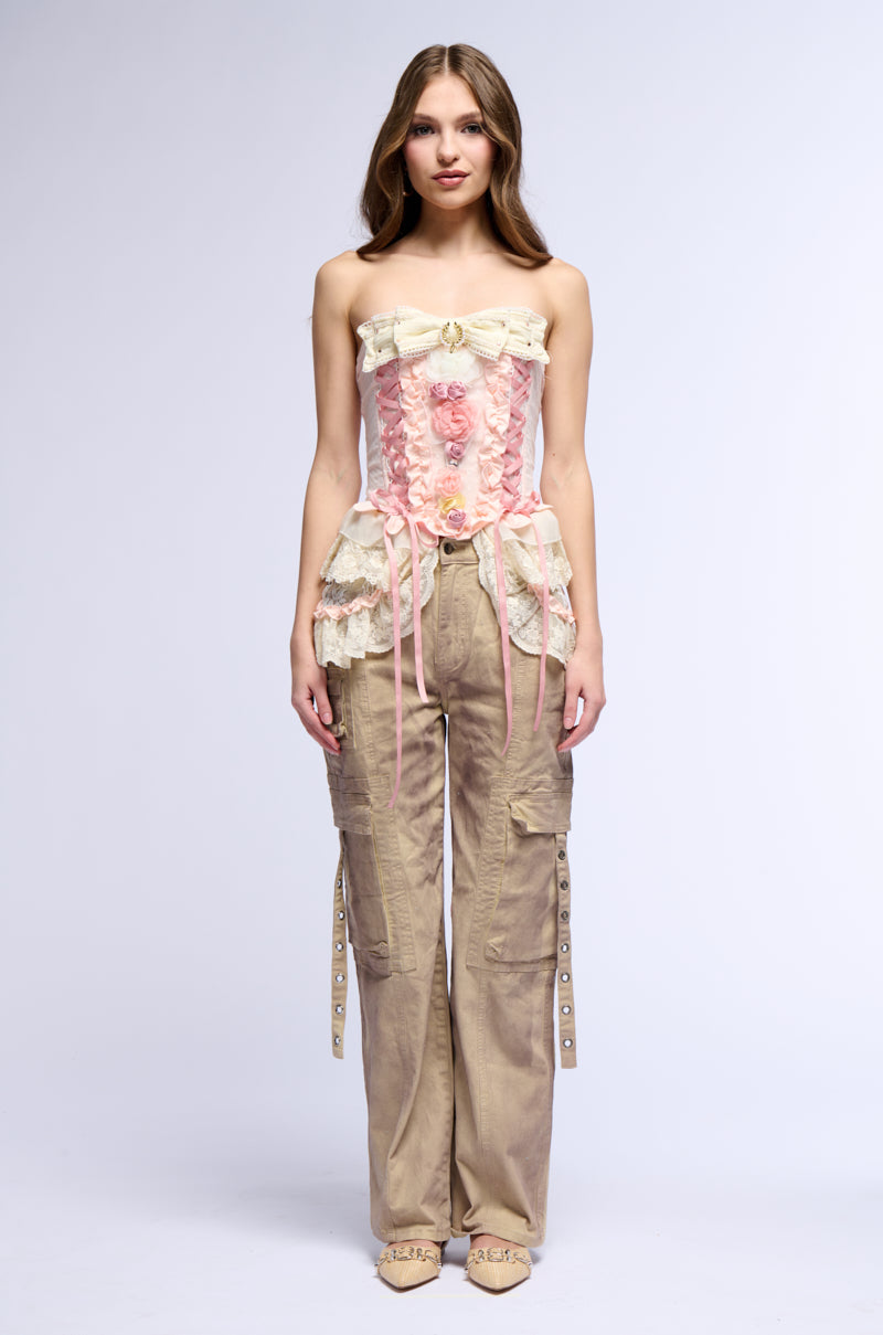 Extra View Marie Floral Lace Up Corset