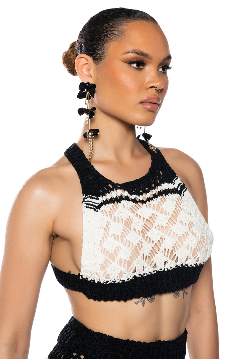 Side View Marina Color Block Crochet Bralette view 3