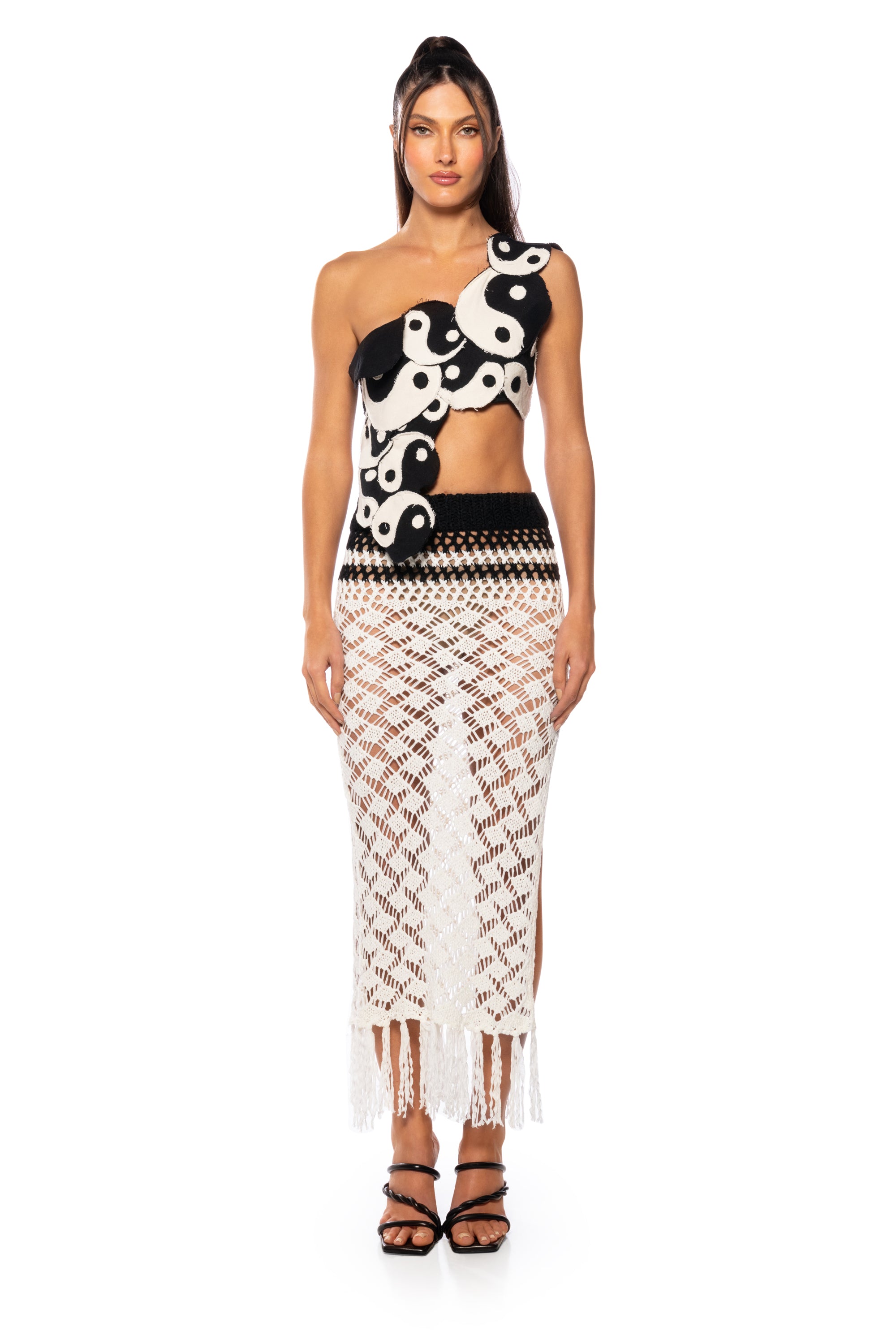 Extra View Marina Color Block Crochet Maxi Skirt view 15