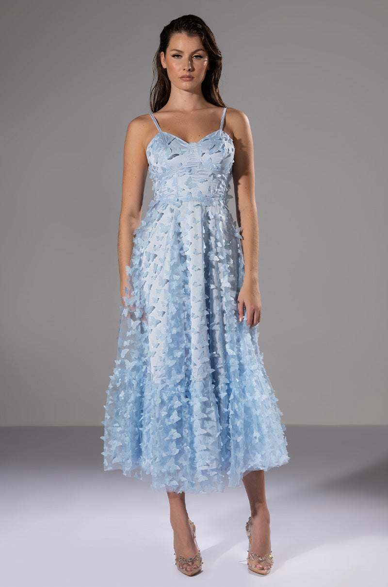 Front View Mariposa Sleeveless Applique Midi Dress