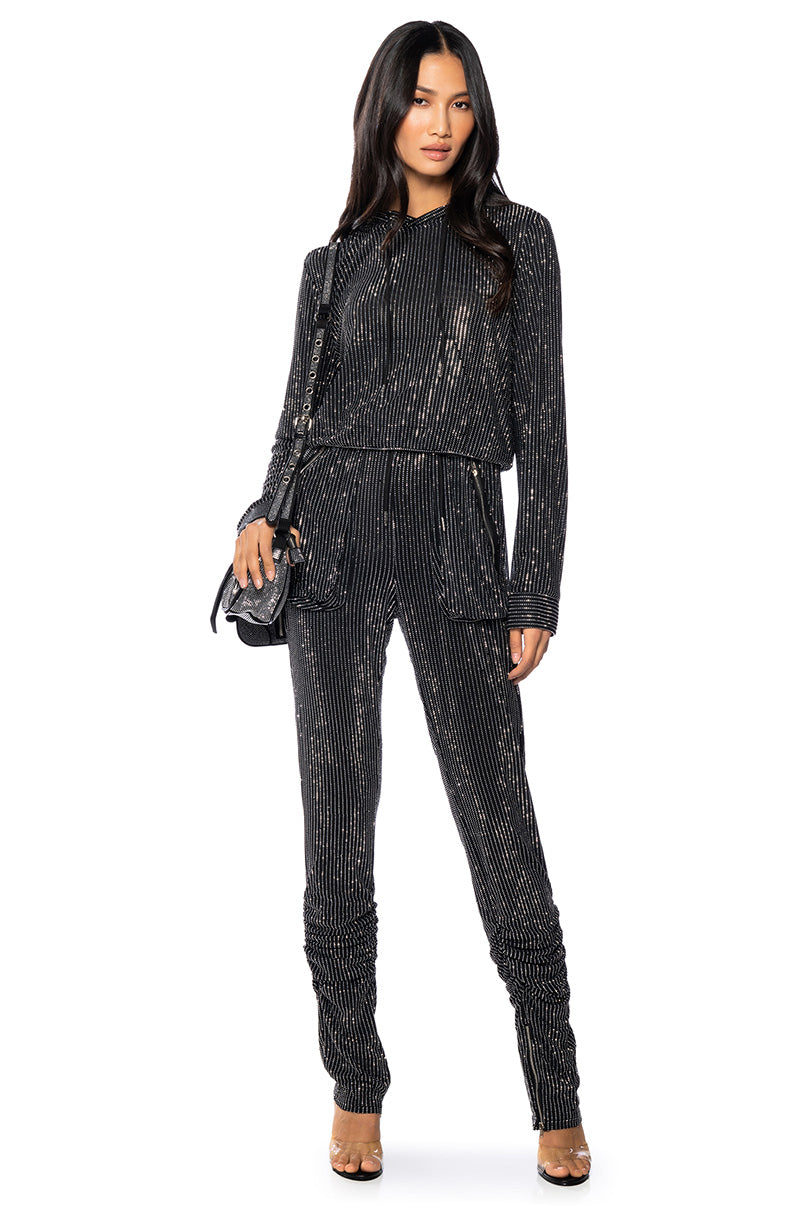 Side View Marlow Embellished Mesh Jogger