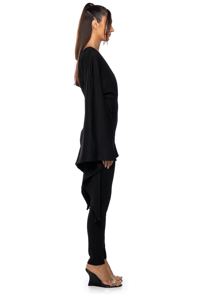 Back View Marry Me Embellished Bell Sleeve Jumpsuit