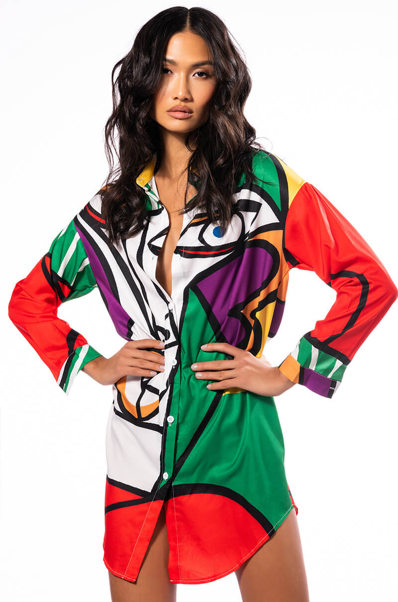 MASTERPIECE BUTTON DOWN MINI DRESS view 0