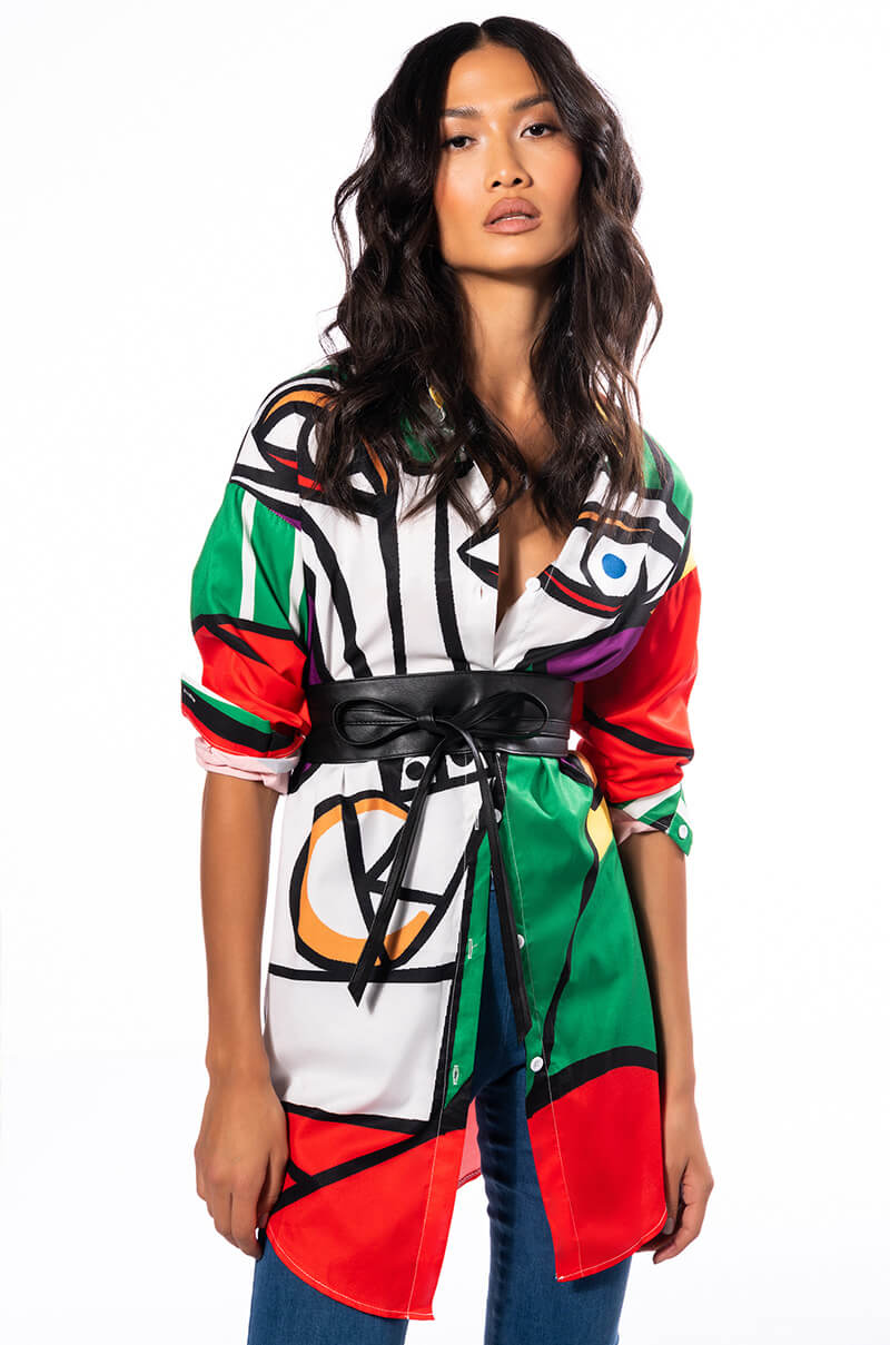 Side View Masterpiece Button Down Mini Dress