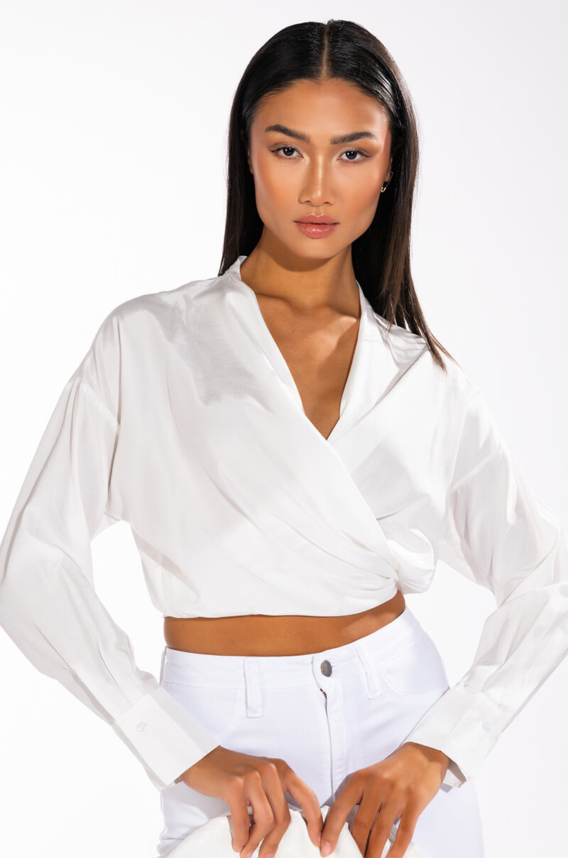 Front View Material Girl Tie Front Blouse 