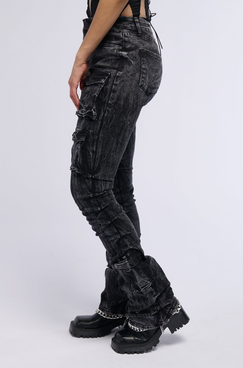 Back View Matrix High Rise Stacked Jeans