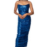 Front View Maya Sequin Strapless Midi Dress In Blue