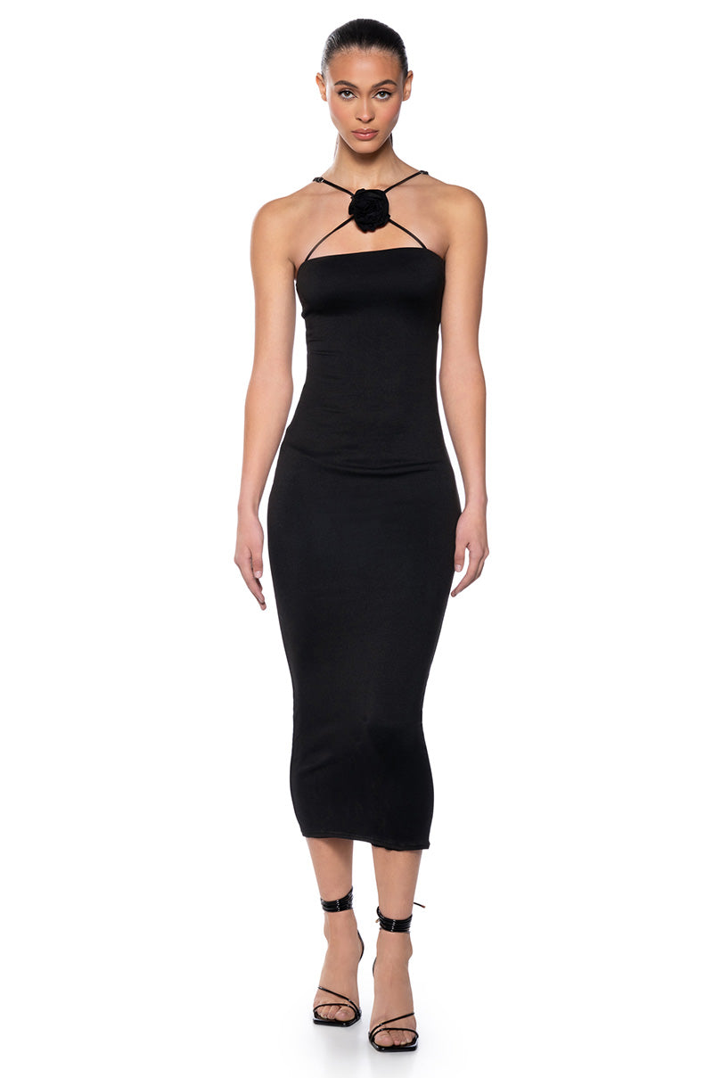 Front View Maybe Next Time Flower Detail Maxi Dress