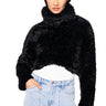 Front View Me Or You Fuzzy Cropped Turtleneck Sweater