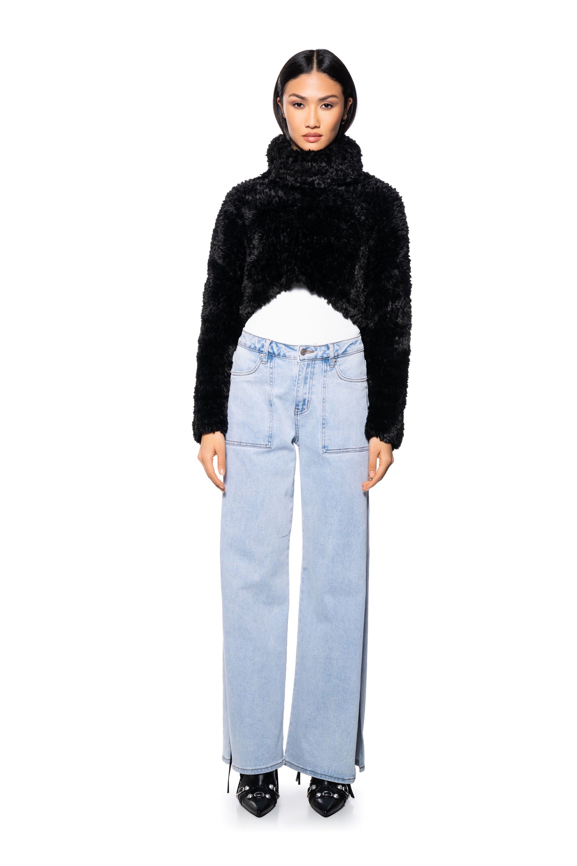 Extra View Me Or You Fuzzy Cropped Turtleneck Sweater 6