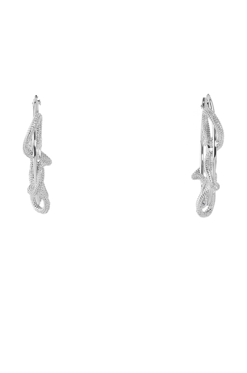 Side View Medusa Snake Hoop Earrings In Silver