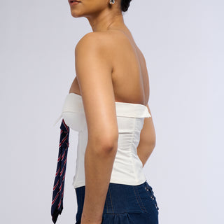 Back View Meet The Boss Poplin Corset Top