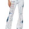 Front View Mel Acid Wash Flare Denim Jeans