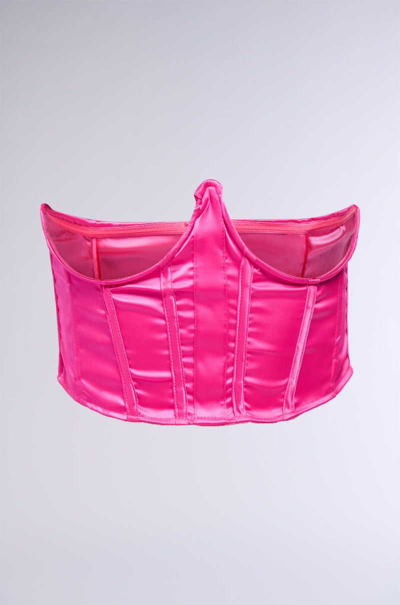 Back View Meme Underbust Corset Belt In Hot Pink