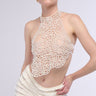 Front View Mermaidcore Pearl Detail Tie Top