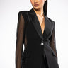 Front View Mesh Bodice And Sleeve Blazer