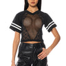 Front View Mesh With Me Lace Jersey Tee