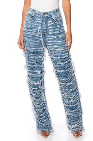 MULTICOLOR STUD DISTRESSED DENIM – WHO DECIDES WAR