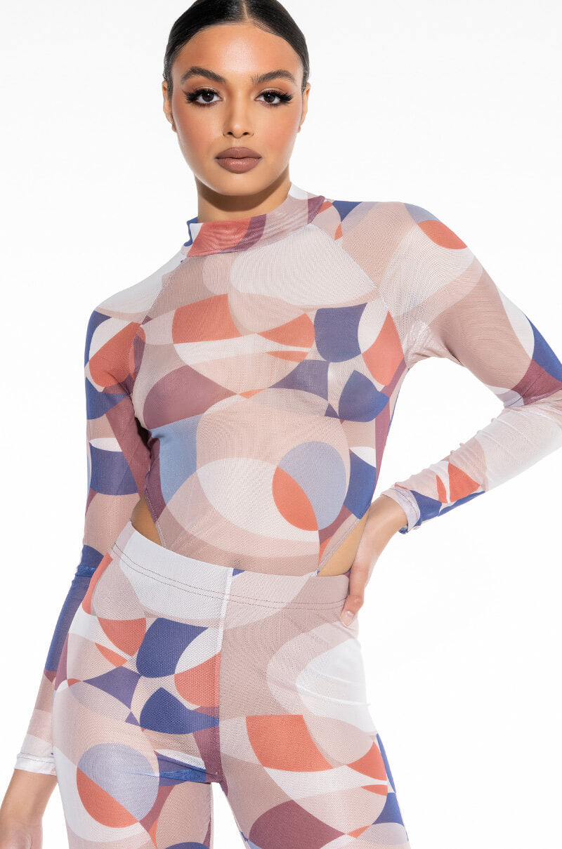 MESSIN WITH MY CLIQUE HIGH CUT MOCK NECK MESH BODYSUIT view 0