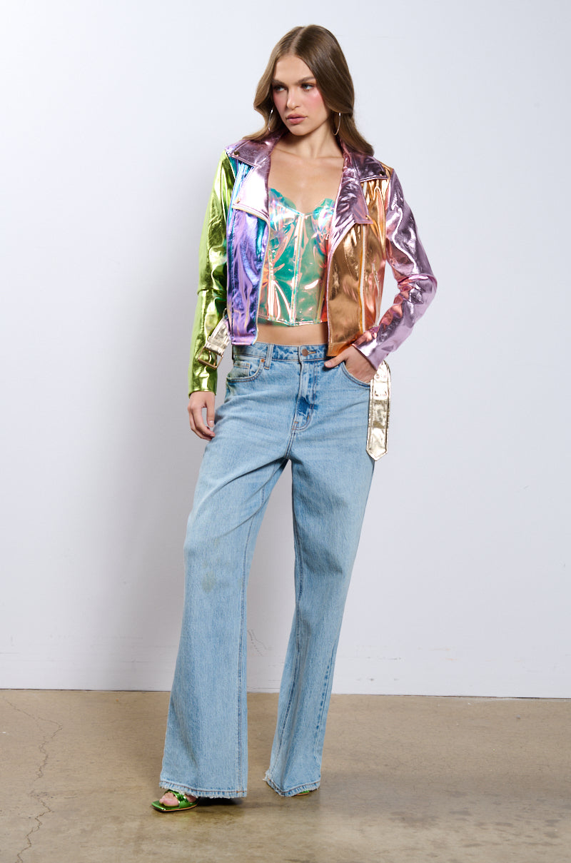 Extra View Metallic Pastel Moto Jacket