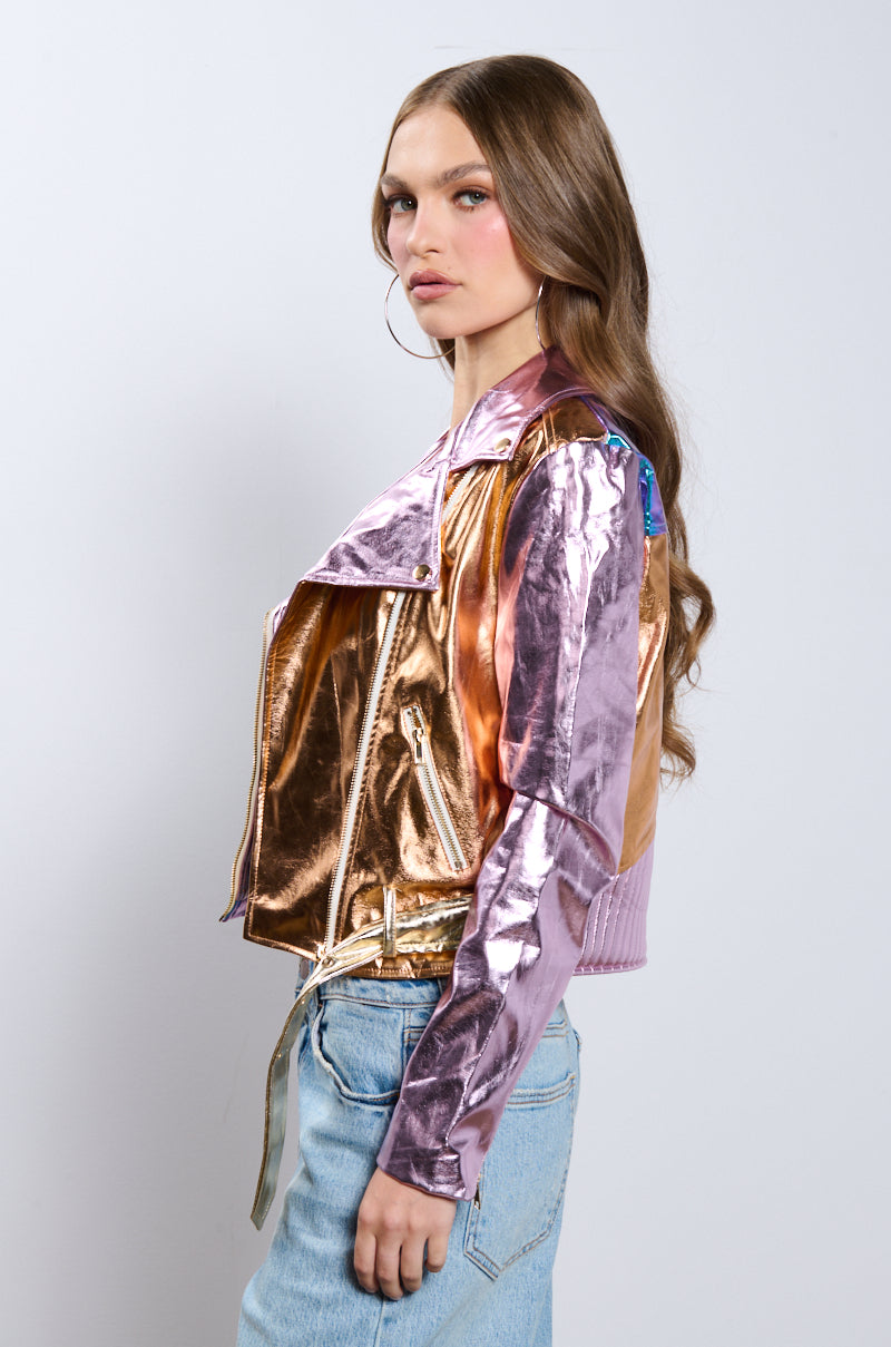 Extra View Metallic Pastel Moto Jacket