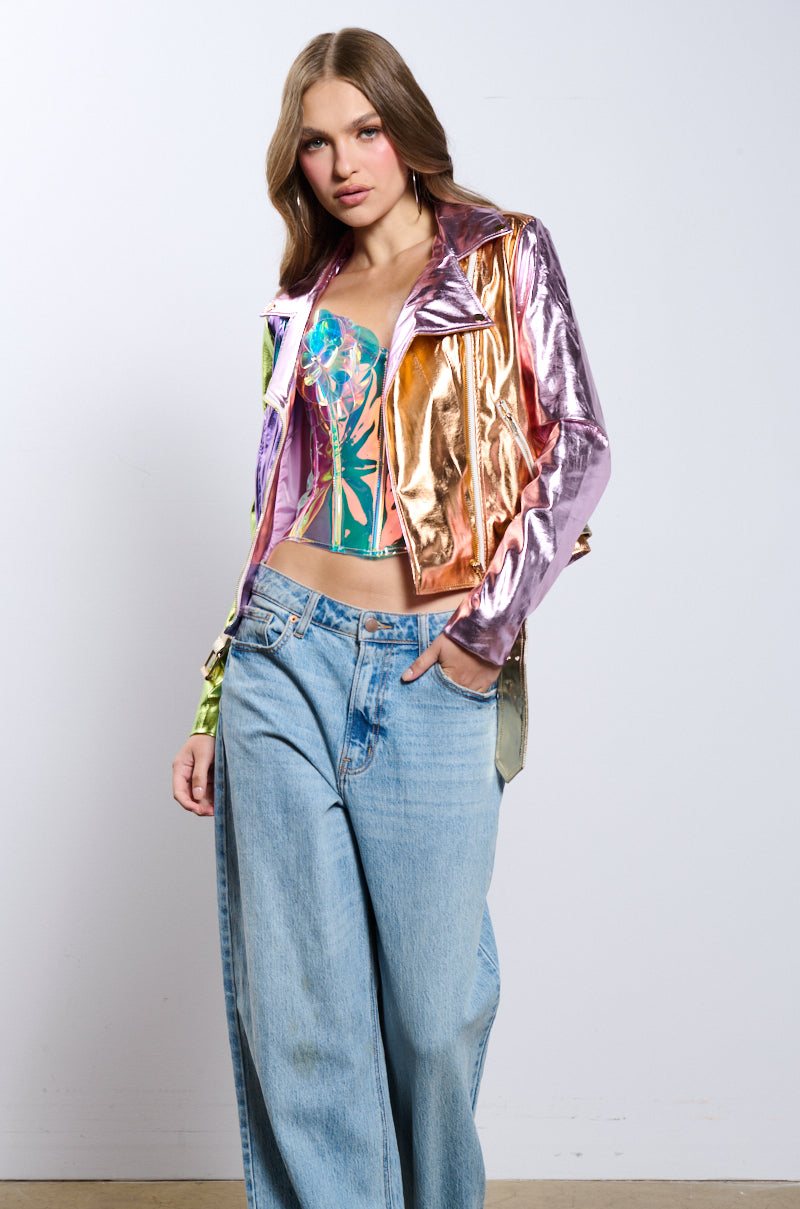 Extra View Metallic Pastel Moto Jacket