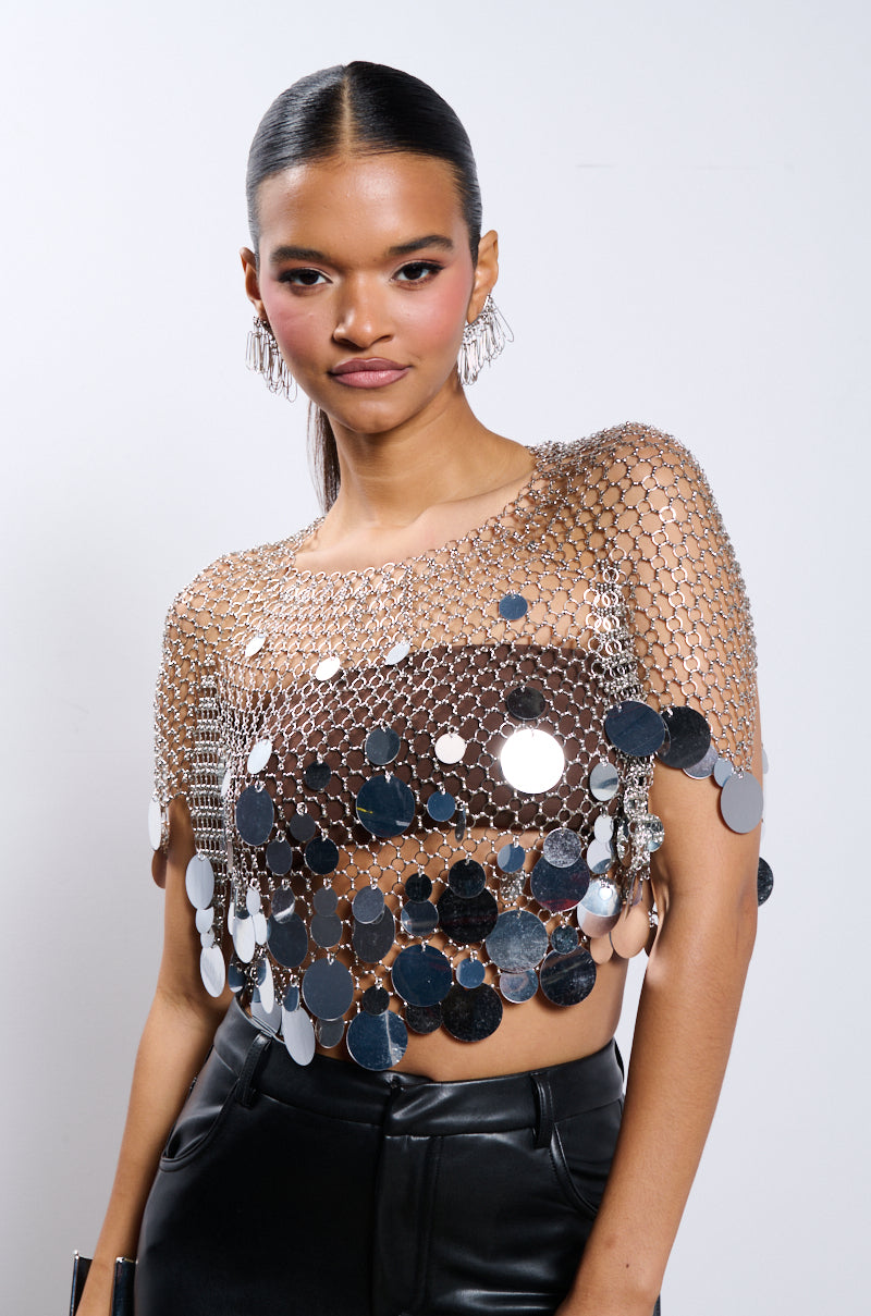 METALLIC SEQUIN CHAIN METAL TOP view 0