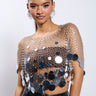 Front View Metallic Sequin Chain Metal Top